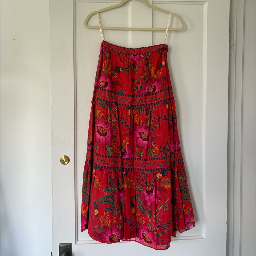 FARM Rio Red Floral Maxi Skirt